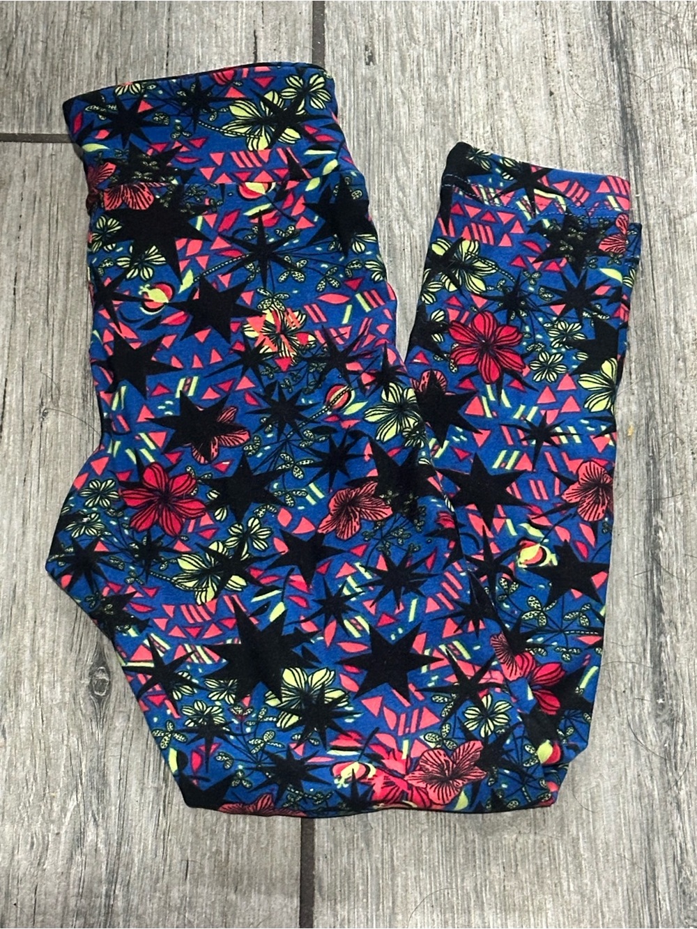 Blue Floral & Star Print Kids LulaRoe Leggings